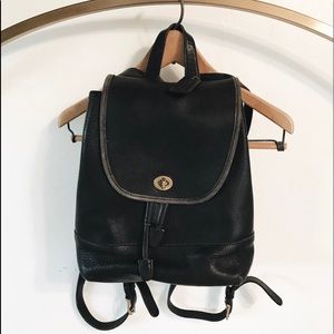 COACH vintage black leather backpack!